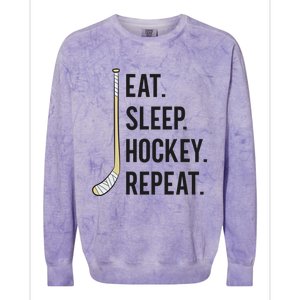 Eat Sleep Hockey Repeat Funny Ice Hockey Gift Colorblast Crewneck Sweatshirt