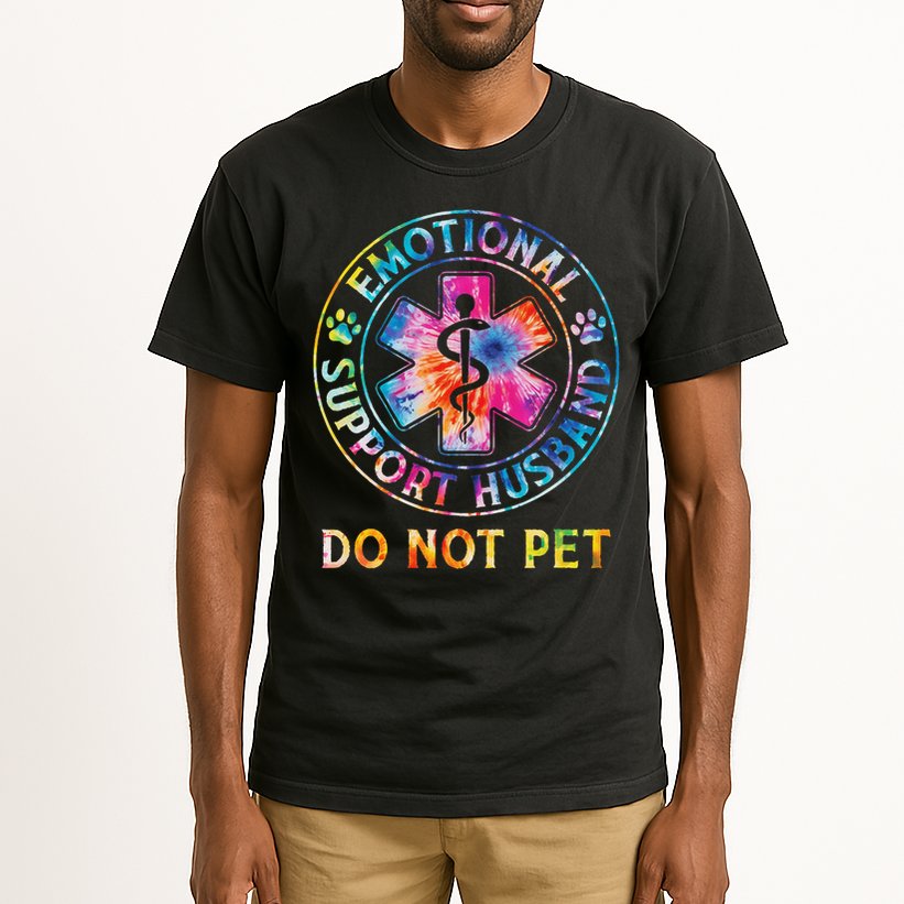 Emotional Support Husband Do Not Pet Tie Dye Funny Marriage Tall T-Shirt