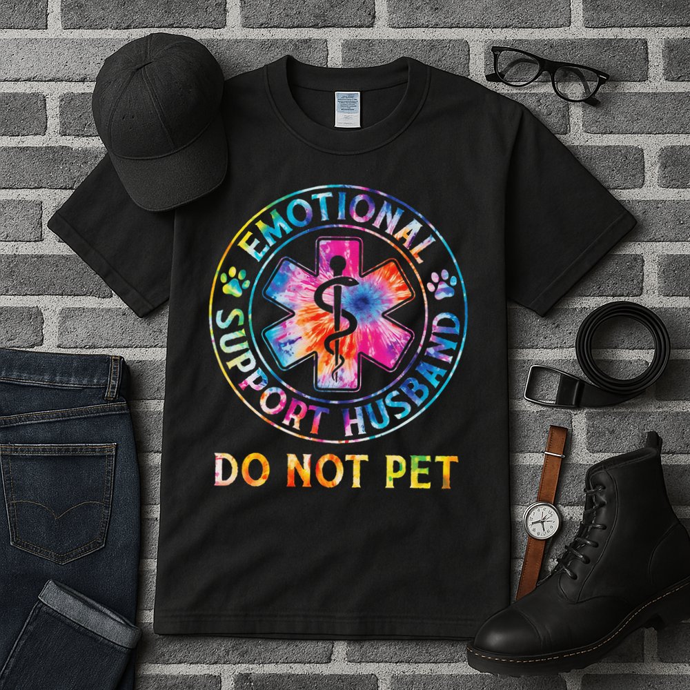 Emotional Support Husband Do Not Pet Tie Dye Funny Marriage Tall T-Shirt