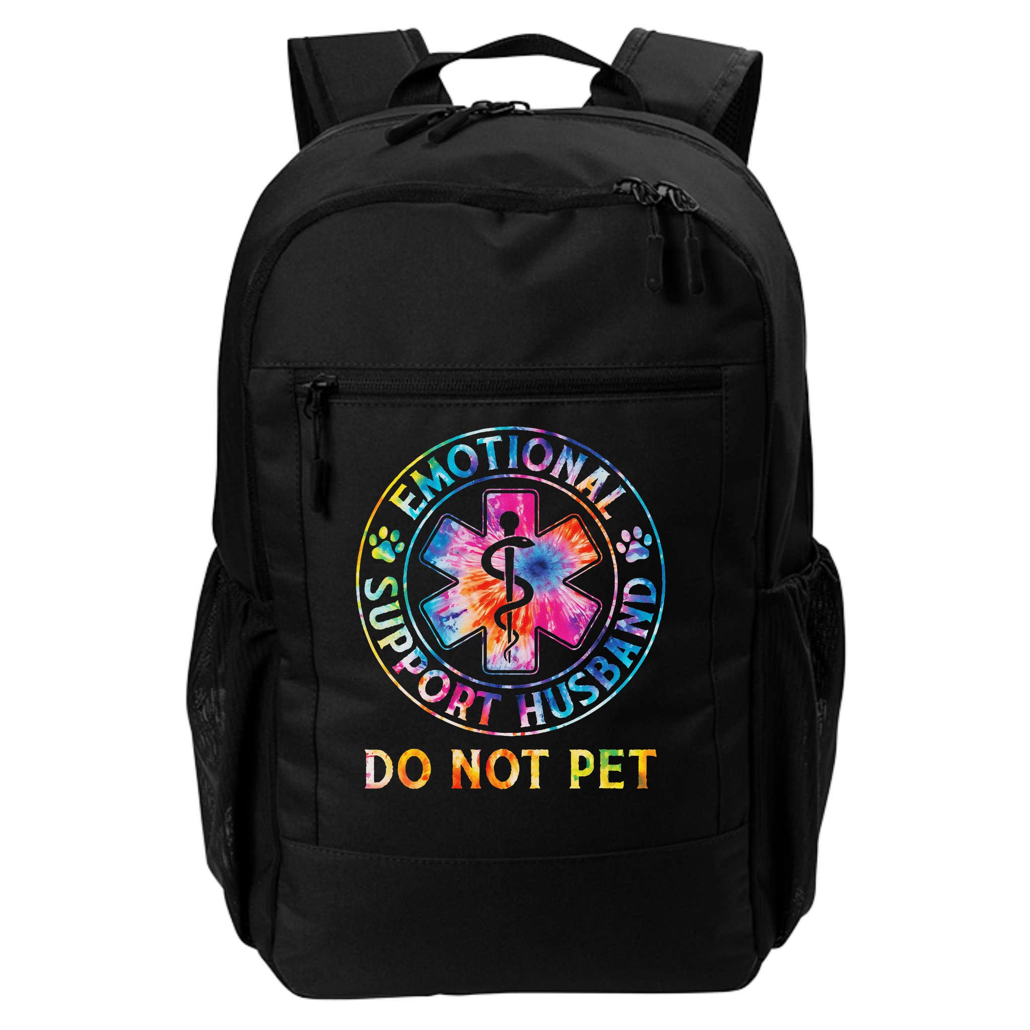 Emotional Support Husband Do Not Pet Tie Dye Funny Marriage Backpack
