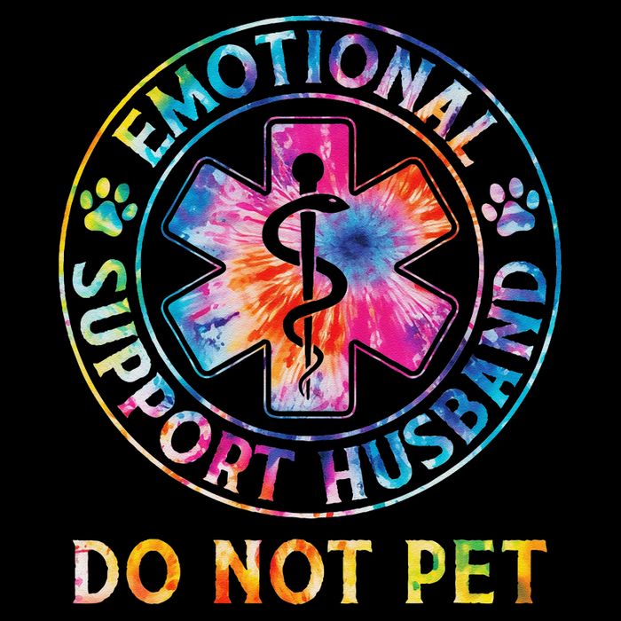 Emotional Support Husband Do Not Pet Tie Dye Funny Marriage Flat Bill Trucker Hat