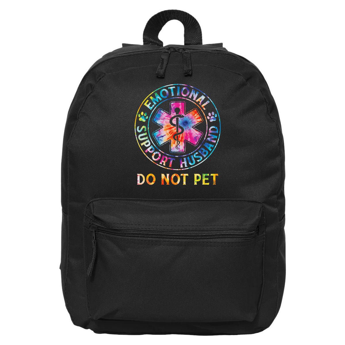 Emotional Support Husband Do Not Pet Tie Dye Funny Marriage 16 in Basic Backpack