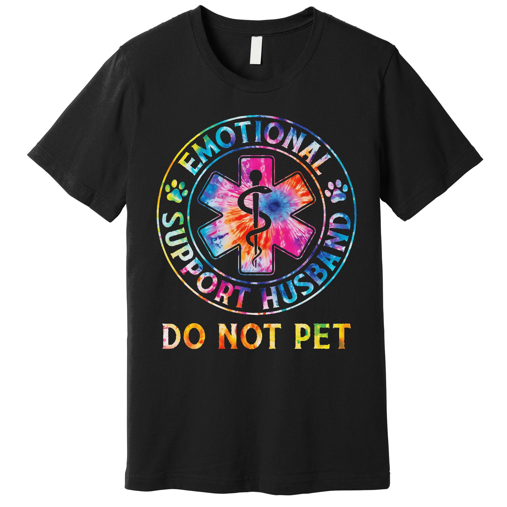 Emotional Support Husband Do Not Pet Tie Dye Funny Marriage Premium T-Shirt