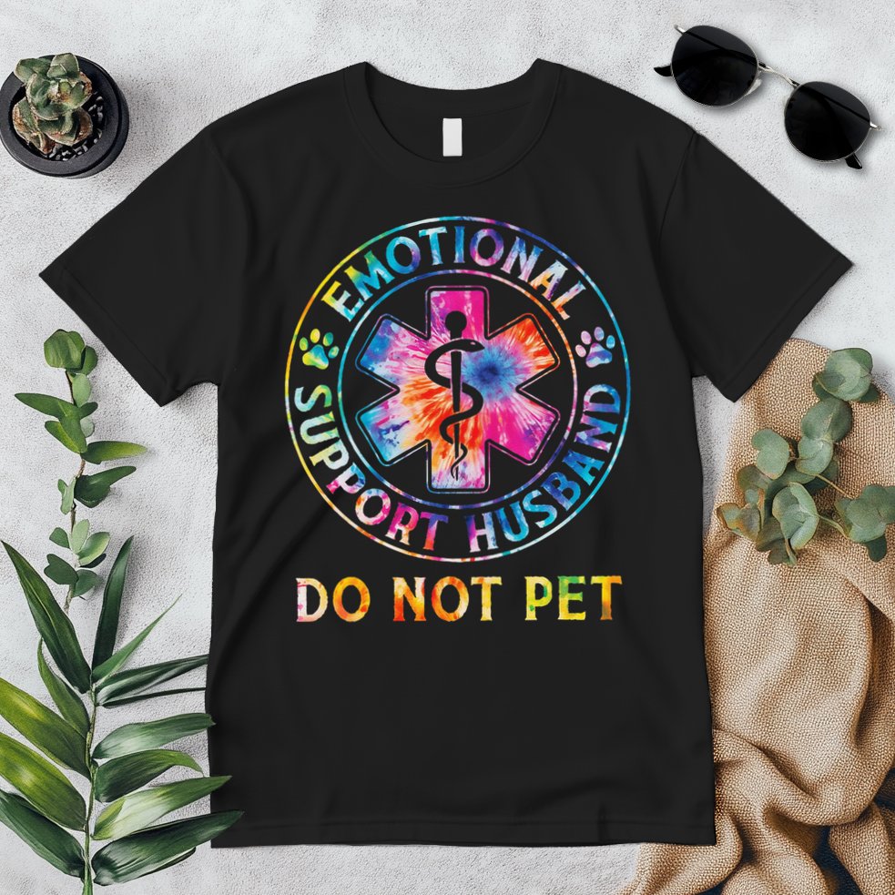 Emotional Support Husband Do Not Pet Tie Dye Funny Marriage Premium T-Shirt