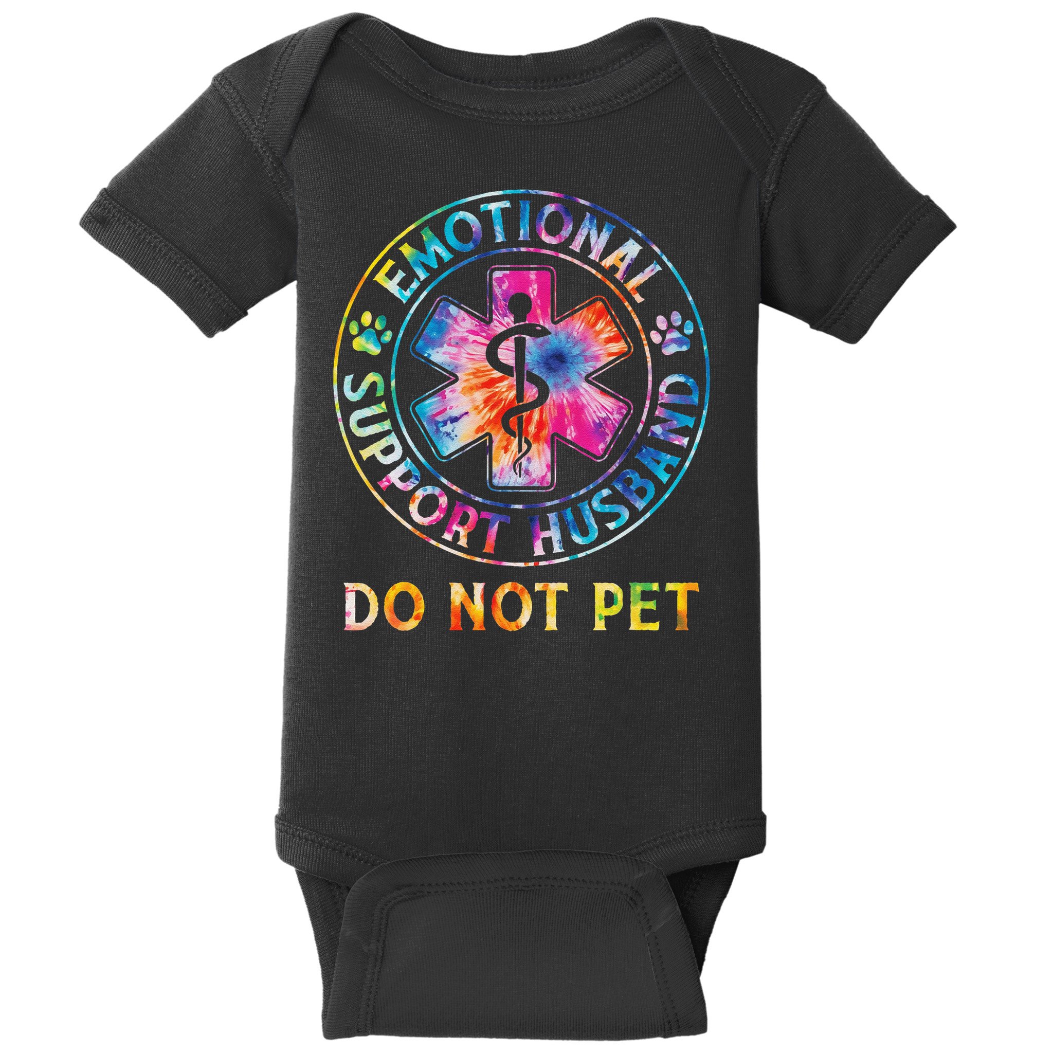 Emotional Support Husband Do Not Pet Tie Dye Funny Marriage Baby Bodysuit