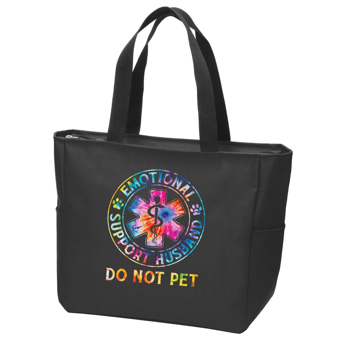 Emotional Support Husband Do Not Pet Tie Dye Funny Marriage Zip Tote Bag