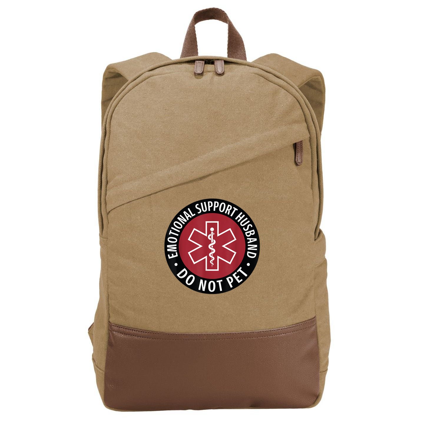 Emotional Support Husband Do Not Pet  Funny Husband For  Cotton Canvas Backpack
