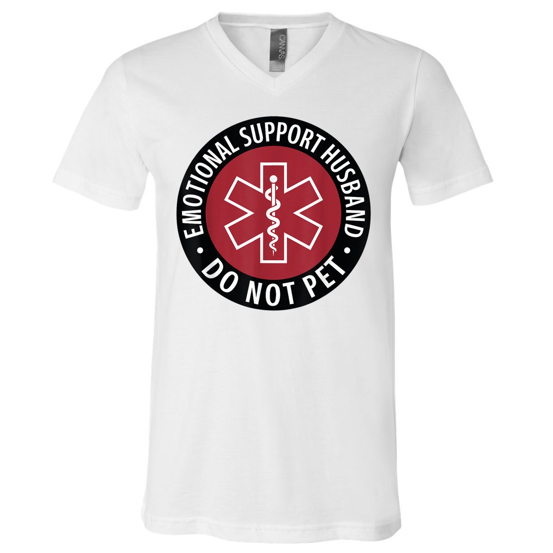 Emotional Support Husband Do Not Pet  Funny Husband For  V-Neck T-Shirt