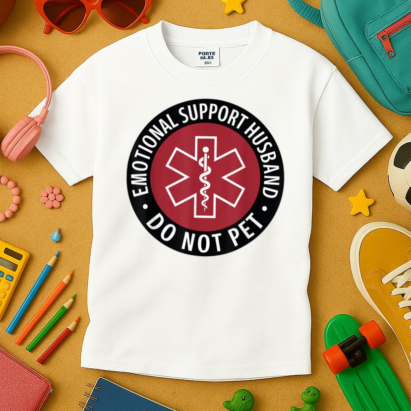 Emotional Support Husband Do Not Pet  Funny Husband For  Kids T-Shirt