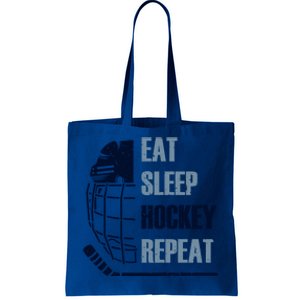 Eat Sleep Hockey Repeat Funny Mask Stick Ice Hokey Player Gift Tote Bag