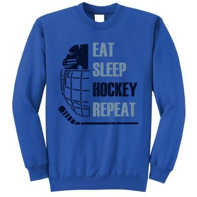 Eat Sleep Hockey Repeat Funny Mask Stick Ice Hokey Player Gift Tall Sweatshirt