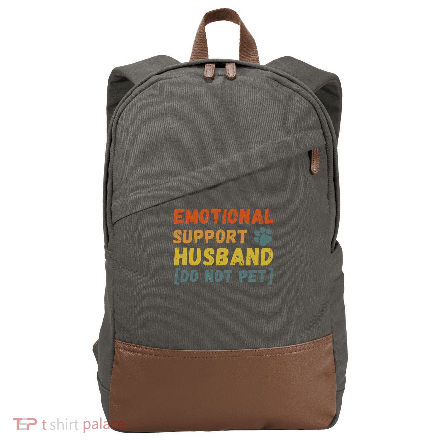Emotional Support Husband Do Not Pet Funny Cotton Canvas Backpack