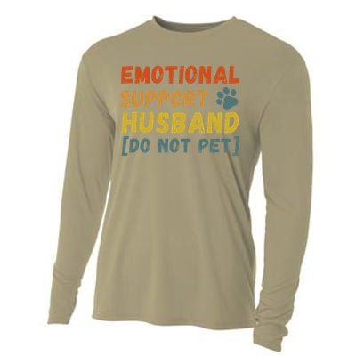 Emotional Support Husband Do Not Pet Funny Cooling Performance Long Sleeve Crew