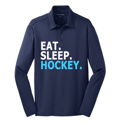 Eat. Sleep. Hockey. Silk Touch Performance Long Sleeve Polo