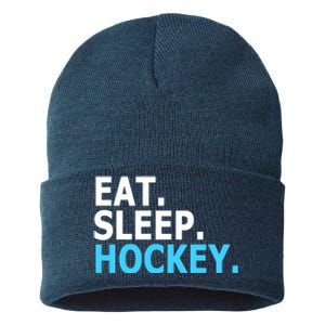 Eat. Sleep. Hockey. Sustainable Knit Beanie