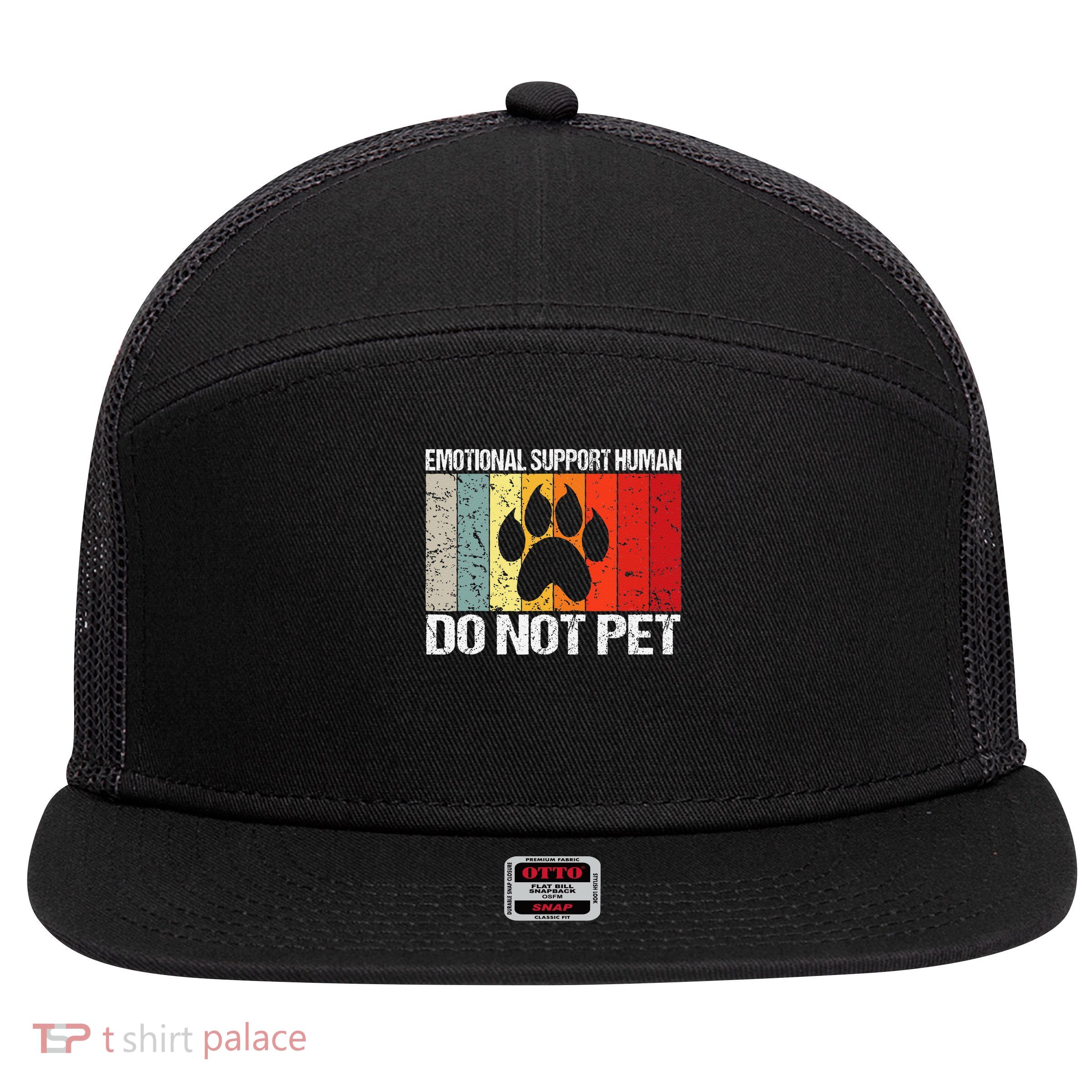 Emotional Support Husband Do Not Pet 7 Panel Mesh Trucker Snapback Hat