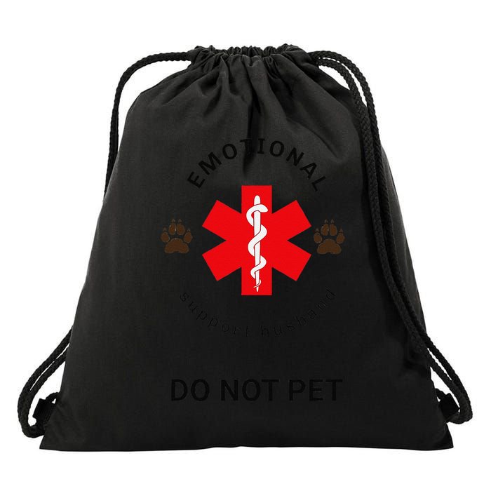 Emotional Support Husband Do Not Pet Drawstring Bag
