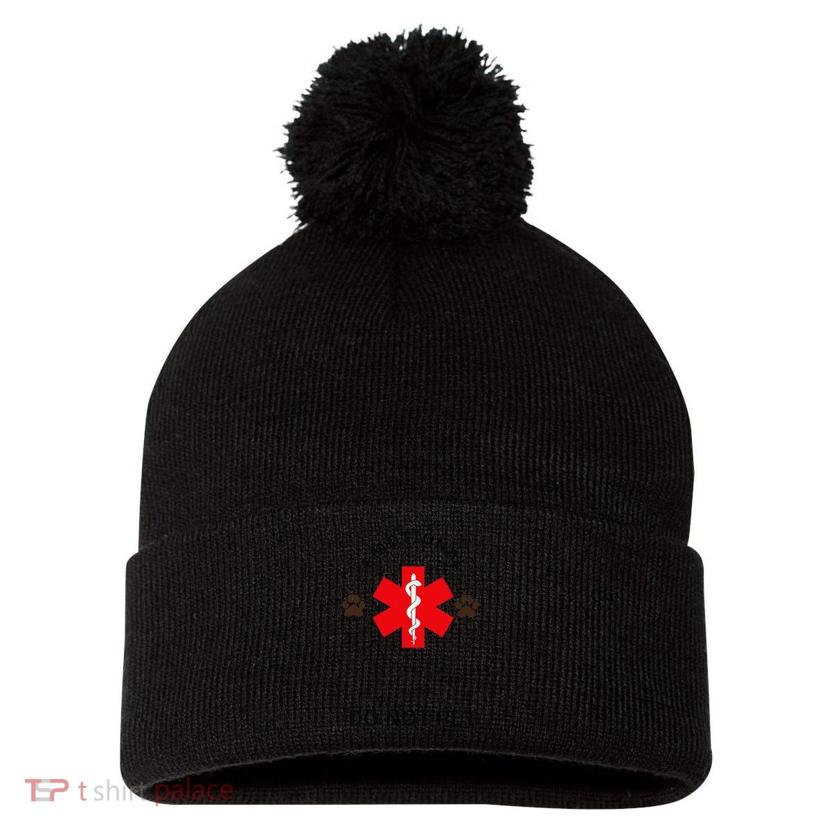 Emotional Support Husband Do Not Pet Pom Pom 12in Knit Beanie