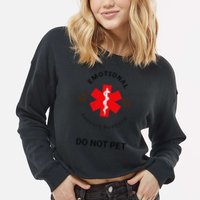 Emotional Support Husband Do Not Pet Cropped Pullover Crew