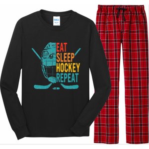 Eat Sleep Hockey Repeat Hockey Ice Hockey Long Sleeve Pajama Set