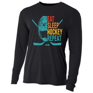 Eat Sleep Hockey Repeat Hockey Ice Hockey Cooling Performance Long Sleeve Crew