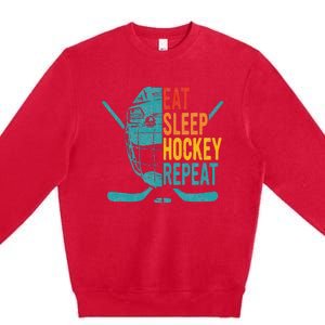 Eat Sleep Hockey Repeat Hockey Ice Hockey Premium Crewneck Sweatshirt