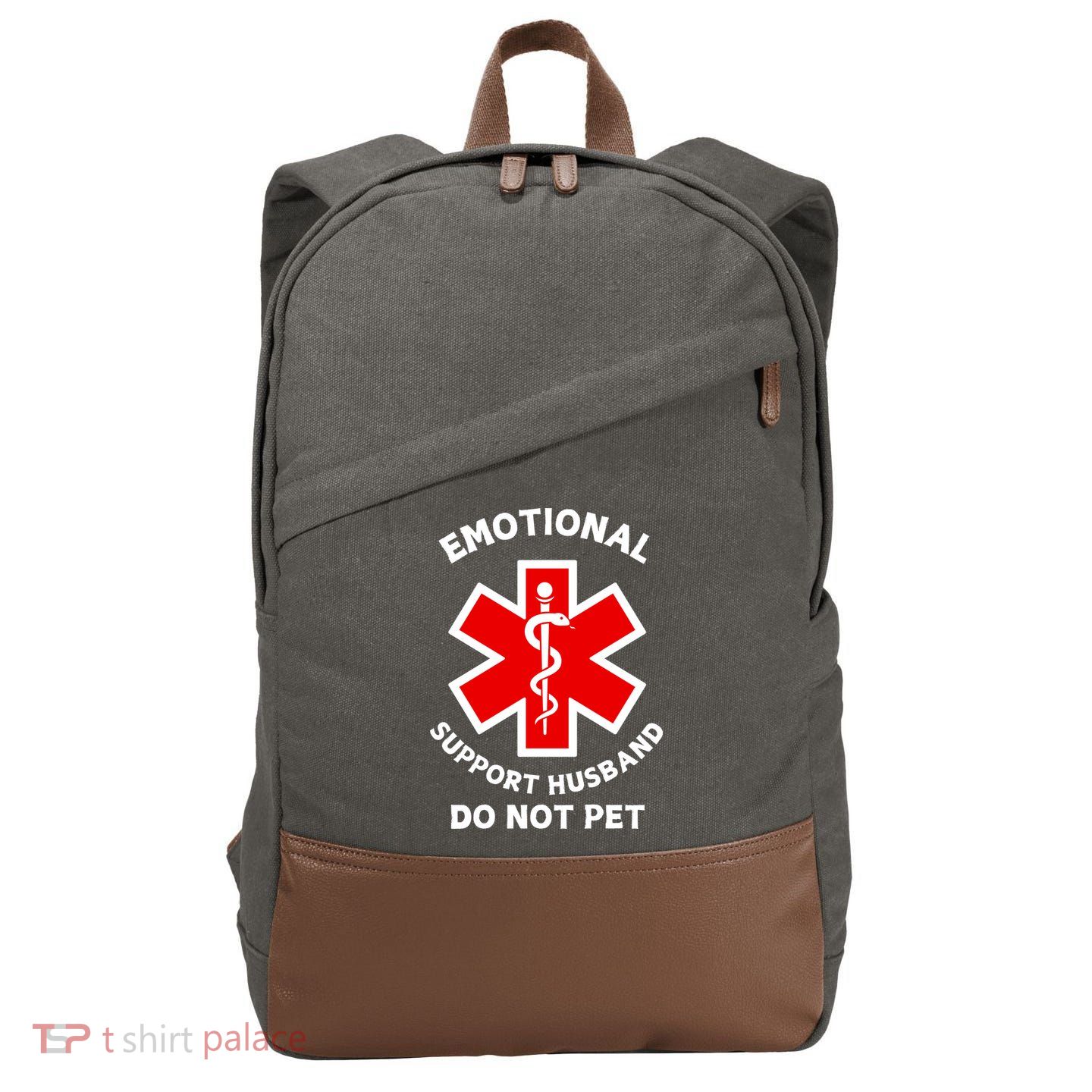 Emotional Support Husband Do Not Pet Cotton Canvas Backpack
