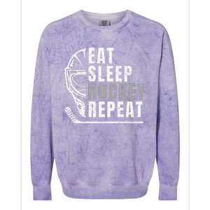 Eat Sleep Hockey Repeat Colorblast Crewneck Sweatshirt