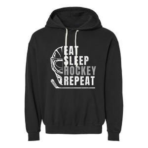 Eat Sleep Hockey Repeat Garment-Dyed Fleece Hoodie