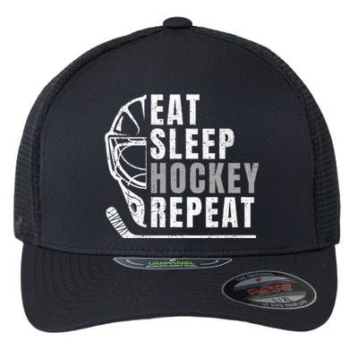 Eat Sleep Hockey Repeat Flexfit Unipanel Trucker Cap