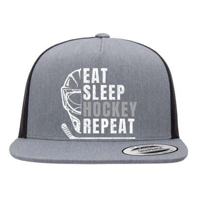 Eat Sleep Hockey Repeat Flat Bill Trucker Hat