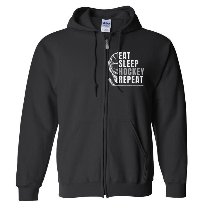 Eat Sleep Hockey Repeat Full Zip Hoodie