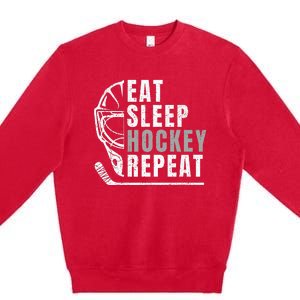 Eat Sleep Hockey Repeat Premium Crewneck Sweatshirt