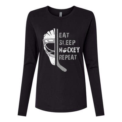 Eat Sleep Hockey Repeat Christmas Forn Lover Hockey Womens Cotton Relaxed Long Sleeve T-Shirt