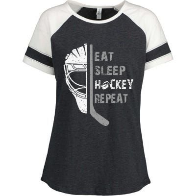 Eat Sleep Hockey Repeat Christmas Forn Lover Hockey Enza Ladies Jersey Colorblock Tee