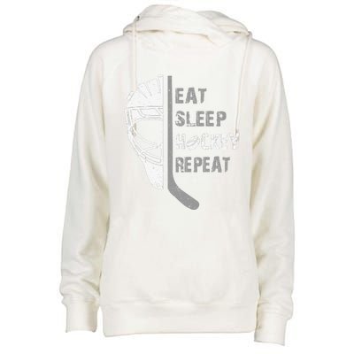 Eat Sleep Hockey Repeat Christmas Forn Lover Hockey Womens Funnel Neck Pullover Hood