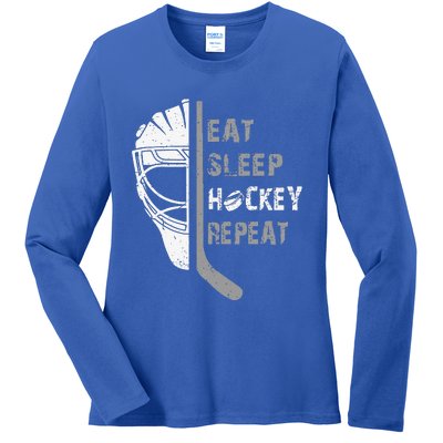 Eat Sleep Hockey Repeat Christmas Forn Lover Hockey Ladies Long Sleeve Shirt