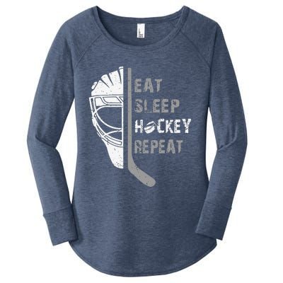 Eat Sleep Hockey Repeat Christmas Forn Lover Hockey Women's Perfect Tri Tunic Long Sleeve Shirt