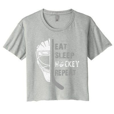 Eat Sleep Hockey Repeat Christmas Forn Lover Hockey Women's Crop Top Tee