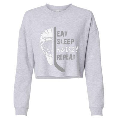 Eat Sleep Hockey Repeat Christmas Forn Lover Hockey Cropped Pullover Crew