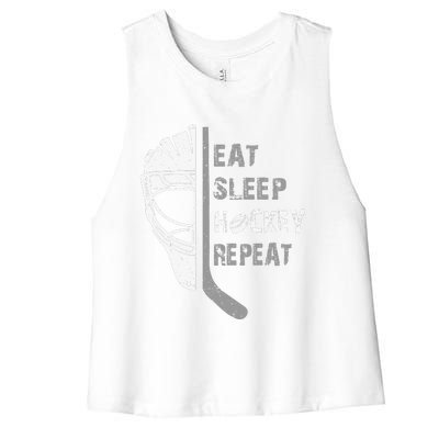 Eat Sleep Hockey Repeat Christmas Forn Lover Hockey Women's Racerback Cropped Tank