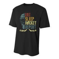 Eat Sleep Hockey Repeat Ice Hockey Retro Vintage Youth Performance Sprint T-Shirt