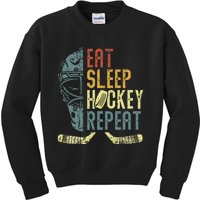 Eat Sleep Hockey Repeat Ice Hockey Retro Vintage Kids Sweatshirt