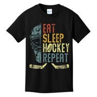 Eat Sleep Hockey Repeat Ice Hockey Retro Vintage Kids T-Shirt