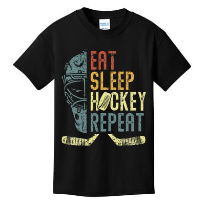 Eat Sleep Hockey Repeat Ice Hockey Retro Vintage Kids T-Shirt