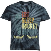 Eat Sleep Hockey Repeat Ice Hockey Retro Vintage Kids Tie-Dye T-Shirt