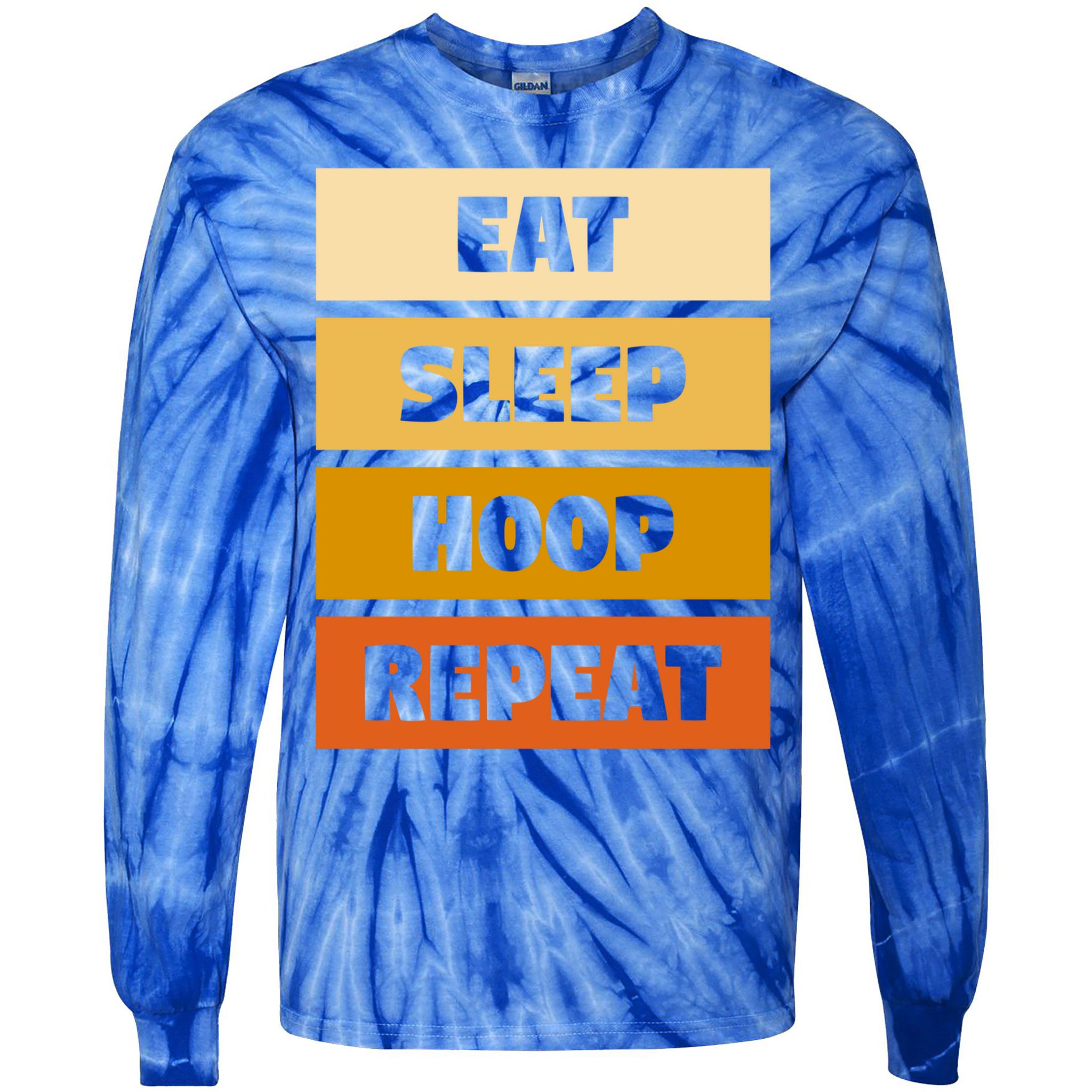 Eat Sleep Hula Repeat Fitness Gym Workout Meaningful Gift Tie-Dye Long Sleeve Shirt