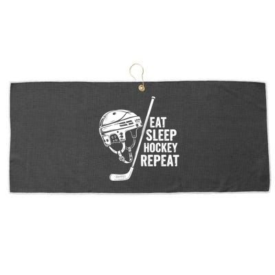 Eat Sleep Hockey Repeat Hockey Sports Gift Large Microfiber Waffle Golf Towel