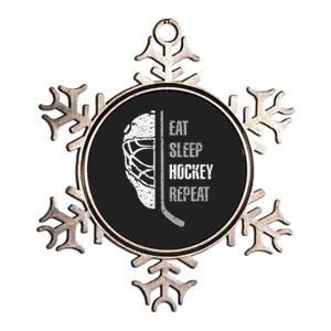 Eat Sleep Hockey Repeat Christmas For Hockey Metallic Star Ornament