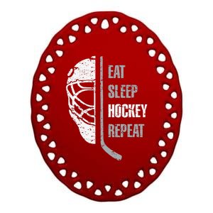 Eat Sleep Hockey Repeat Christmas For Hockey Ceramic Oval Ornament